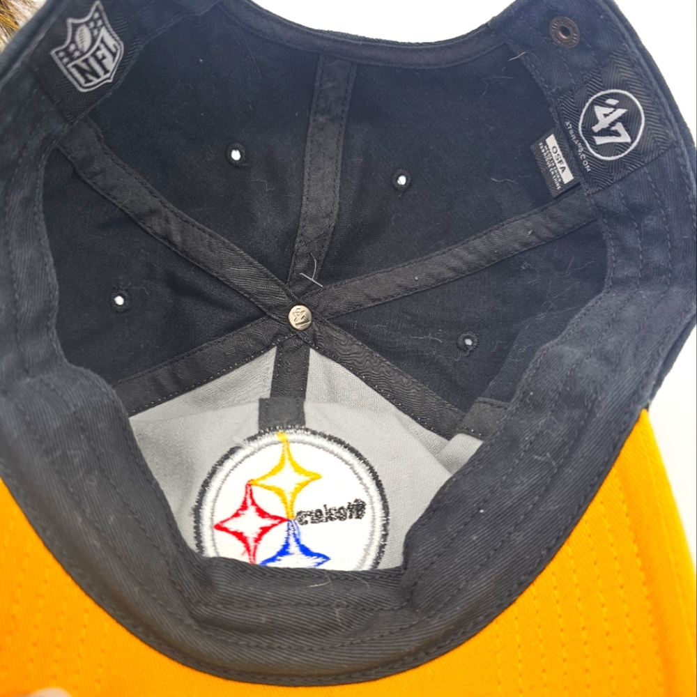 Pittsburgh Steelers 47' Brand Clean Up Adjustable Strapback Cotton Hat Cap NFL - Picture 7 of 7